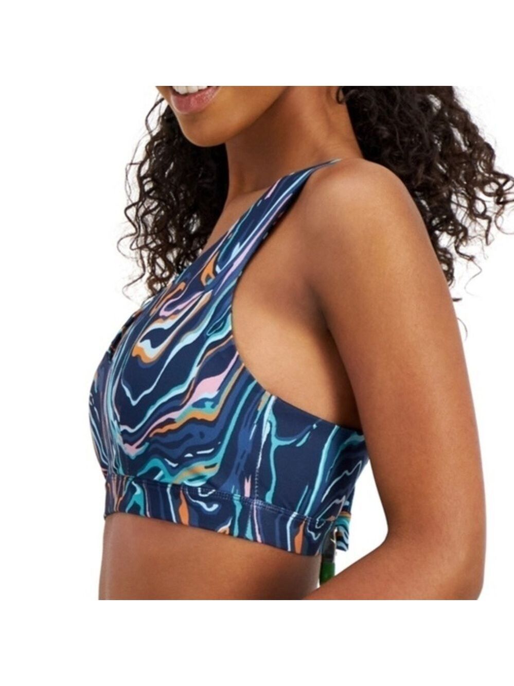 NWT ID IDEOLOGY Swirly Print Low-Impact Strappy-Back Performance Sports Bra/MD - Picture 6 of 14
